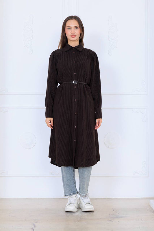 Robe Élégante –فستان خريفي محتشم من قماش راقي – تصميم عصري وأنيق للمحجبات 🍂